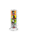 Egan Juego de 4 Tazas de Café Apilables Con Metal Rack - Diseño Moderno y Compacto