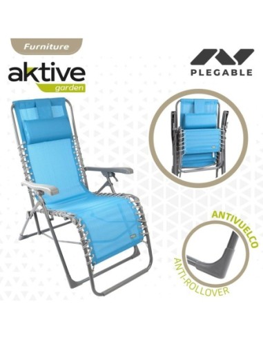 AKTIVE Tumbona Textileno Azul 160 x 76 x 52 cm
