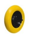 Ferrestock Rueda Maciza para Carretilla de Obra Ø 20 mm, Impinchable, Medidas 370 X 70 mm, Eje Central 24 Cm