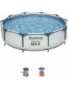 Bestway Piscina Desmontable Tubular Steel Pro Max 305x76 Cm Redonda Con Depuradora de Cartucho 1.249 L/h