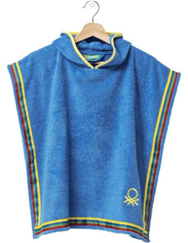 Albornoz Poncho Infantil Benetton 85X85 Cm 100% Algodón Azul Kids
