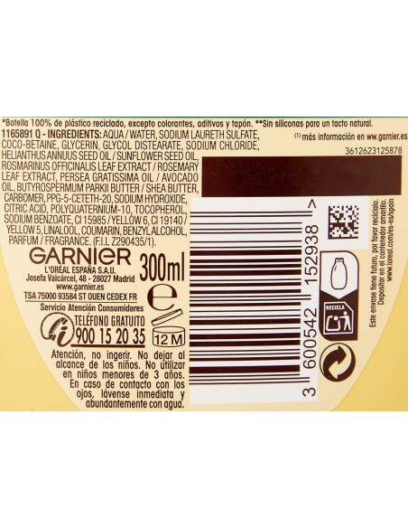 GARNIER Champú Original Remedies Aceite De Aguacate Y Manteca De Karité 300 Ml - Kiwiku