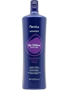 Fanola Wonder No Yellow Champú 1000ml para Cabello Rubio, Decolorado O Gris