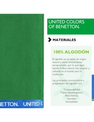 Set De 2 Toallas De Playa Benetton 90x160 Cm 100% Algodón Azul Y Verde - Kiwiku
