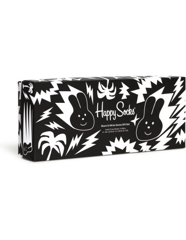 HAPPY SOCKS Calcetines 4-Pack Black And White Gift Box Set Talla 36-40 | Kiwiku