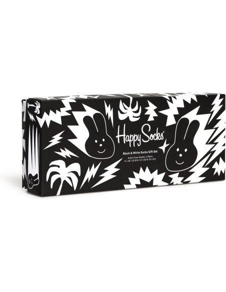 HAPPY SOCKS Calcetines 4-Pack Black And White Gift Box Set Talla 36-40 | Kiwiku