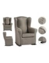 Gift Decor Sillón Reclinable Mecedora Sedia Poliéster Madera de Pino 70 X 97 X 75 Cm Gris Claro