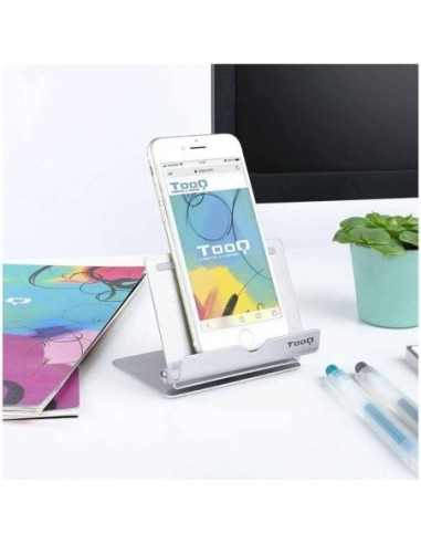 tooq_soporte_de_sobremesa_para_teléfono_o_tablet_ph0002-s_plateado_con_inclinación_90º_y_giro_360º_8433281009585_barato