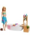 Mattel Muñeca Barbie Gjn32 Con Bañera de Burbujas, Accesorios de Spa y Cachorro