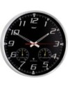 Mebus 52660 Reloj de Pared Quartz Negro y Plata, 35 Cm, Aluminio y Vidrio