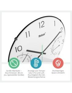 mebus_reloj_de_pared_de_cuarzo_con_termómetro_e_higrómetro 2