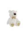 Dkd Home Decor Oso de Peluche Infantil Pajarita Dorado Poliéster Blanco 25 X 25 X 30 Cm
