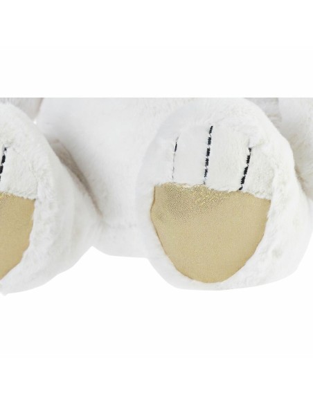 Oso De Peluche Infantil DKD Home Decor Pajarita Dorado Poliéster Blanco  