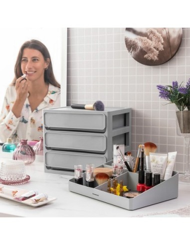INNOVAGOODS Organizador De Maquillaje Makeser Con Espejo Giratorio Y Compartimentos - Kiwiku
