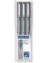 Staedtler 308 Wp3 Sp, Rotuladores Fineliner Pigment Liner, Estuche Con 3 Unidades