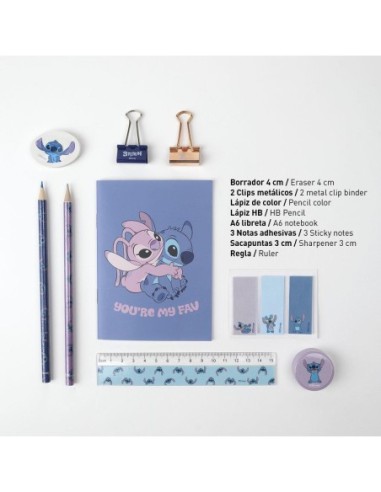 Set De Papelería Escolar Stitch De CERDA | Material Escolar Con Estuche Transparente