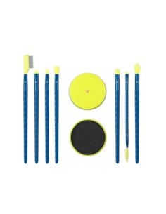 Real Techniques Prism Glo Eye Brush Set Shimmer Eye Kit - Set de 7 Pinceles de Ojos Con Lata de Limpieza