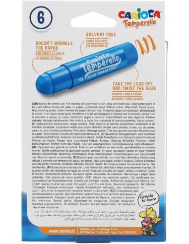 Témpera Sólida CARIOCA Temperello - Caja De 6 Colores | Kiwiku