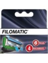 Filomatic Recambio Cuchillas Filo6 Caja 16 Unidades Negro, Verde y Azul Cobalto para Maquinilla de Afeitar
