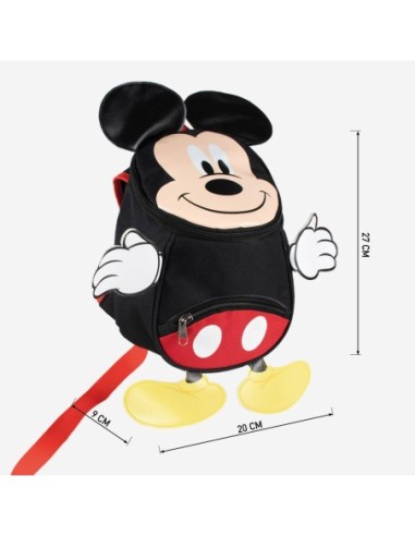 Mochila Guardería Mickey Mouse Negra Con Arnés - CERDA | Kiwiku