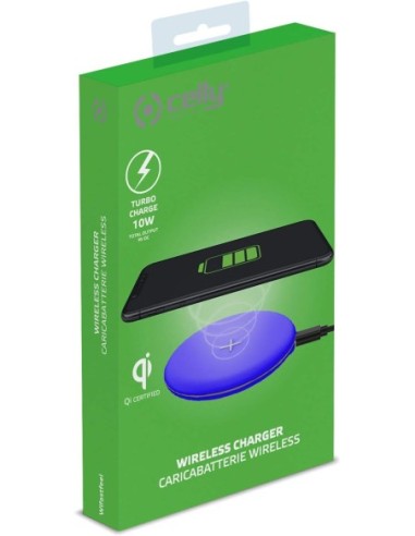 Cargador Inalámbrico CELLY Feeling 10W Azul Compatible Con Tecnología Qi - Kiwiku