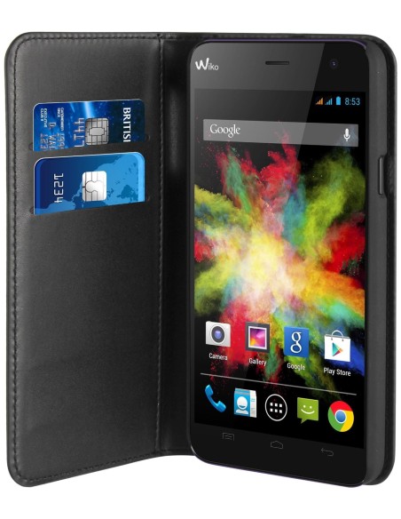 Wiko WISNS0001 - Funda wallet folio con función soporte para Wiko Rainbow, negro - Electrónica - Kiwiku.com