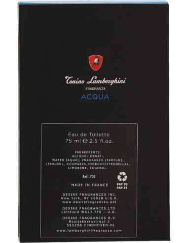 TONINO LAMBORGHINI Acqua Eau De Toilette 75 Ml Para Hombre - Perfume Fresco Y Sofisticado