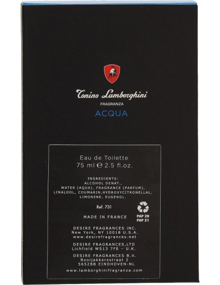 TONINO LAMBORGHINI Acqua Eau De Toilette 75 Ml Para Hombre - Perfume Fresco Y Sofisticado