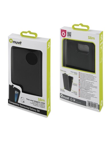 funda slim negra + protector de pantalla samsung galaxy s6 muvit MUSLI0643 kiwiku.com
