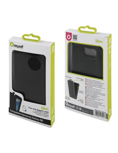 funda slim negra + protector de pantalla samsung galaxy s6 muvit MUSLI0643 kiwiku.com