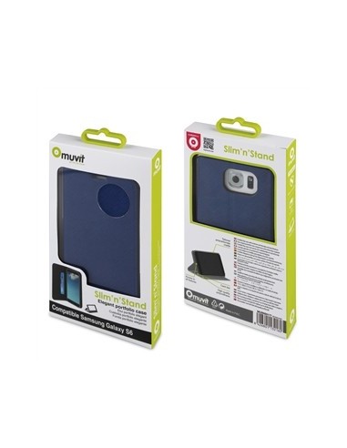 funda wallet folio función soporte azul samsung galaxy s6 muvit MUSNS0177 kiwiku.com