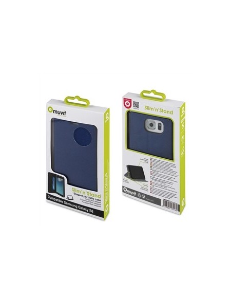 funda wallet folio función soporte azul samsung galaxy s6 muvit MUSNS0177 kiwiku.com