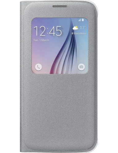 funda s view cover tela plata samsung galaxy s6 samsung SAEFCG920BS kiwiku.com