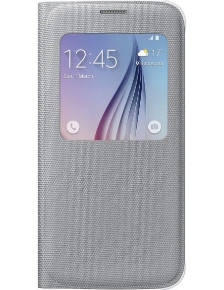 funda s view cover tela plata samsung galaxy s6 samsung SAEFCG920BS kiwiku.com