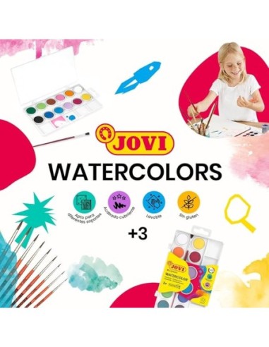 Jovi Acuarelas 800/18 Multicolor 22mm 18 Unidades Con Pincel