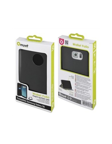 funda wallet folio función soporte negra samsung galaxy s6 muvit MUSNS0179 kiwiku.com