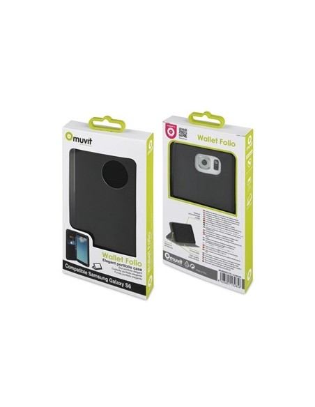 funda wallet folio función soporte negra samsung galaxy s6 muvit MUSNS0179 kiwiku.com