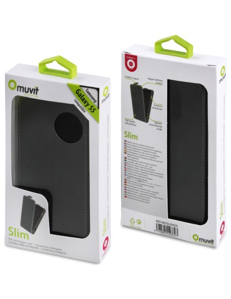 Kiwiku.com: Muvit MUSLI0450 - Funda slim negro + protector de pantalla para Samsung Galaxy S5 - Electrónica