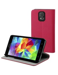 Muvit MUSNS0036 - Funda slim folio y función soporte Rosa/ para Samsung Galaxy S5, rosa/negro - Electrónica - Kiwiku.com