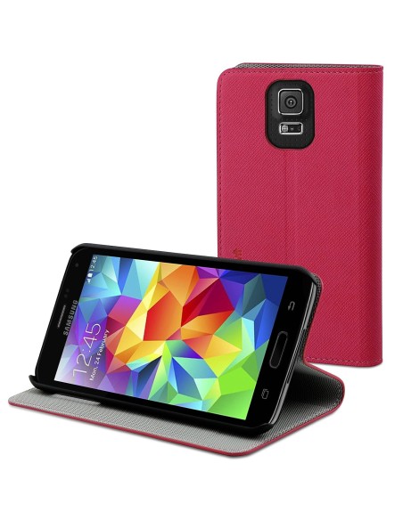 Muvit MUSNS0036 - Funda slim folio y función soporte Rosa/ para Samsung Galaxy S5, rosa/negro - Electrónica - Kiwiku.com