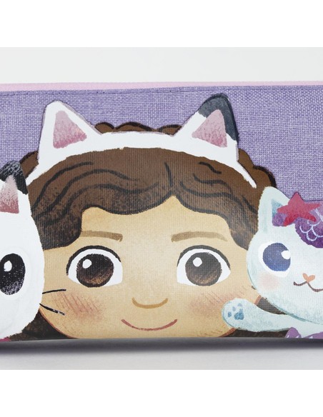 CERDA Estuche Portatodo 3 Compartimentos Gabby’s Dollhouse Color Lila