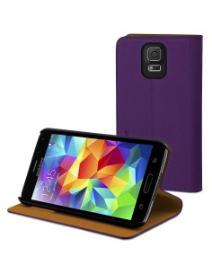 Kiwiku.com: Muvit MUSNS0038 - Funda slim folio y función soporte para Samsung Galaxy S5, lila/naranja - Electrónica