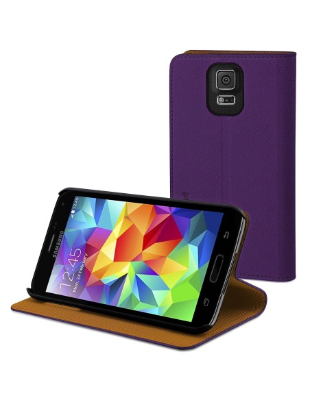 Kiwiku.com: Muvit MUSNS0038 - Funda slim folio y función soporte para Samsung Galaxy S5, lila/naranja - Electrónica