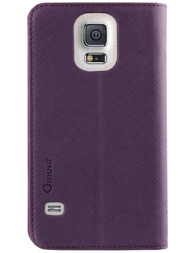 Kiwiku.com: Muvit MUSNS0038 - Funda slim folio y función soporte para Samsung Galaxy S5, lila/naranja - Electrónica