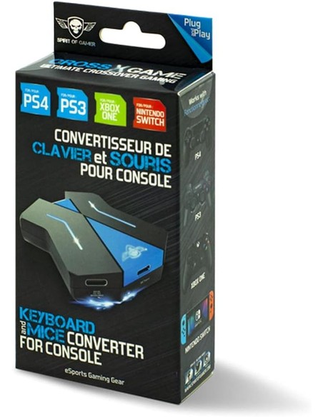 SPIRIT Conversor De Controladores Cross X Game - Compatible Con Teclado Y Ratón - Plug And Play - Azul | Kiwiku