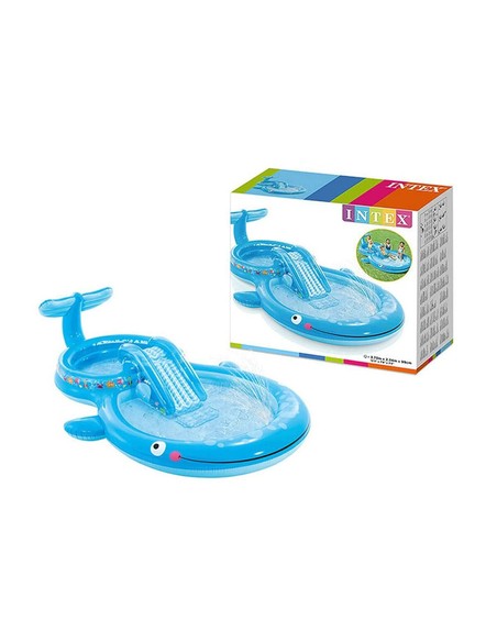 Centro De Juegos Acuáticos INTEX Ballena 373x234x99 Cm Con Tobogán Y Aspersor