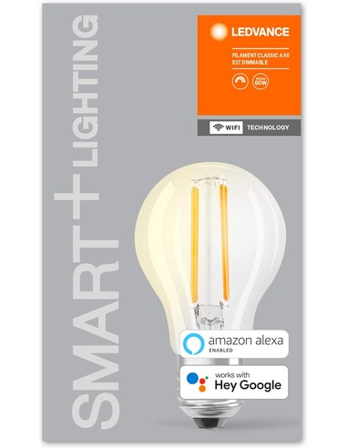 Bombilla LEDVANCE E27 Warm White Filament Regulable Con WiFi - Compatible Con Google Assistant Y Amazon Alexa | Kiwiku