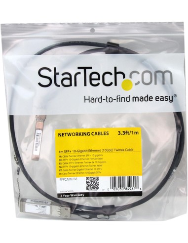 Cable Fibra Óptica Startech SFPCMM1M 1M Twinax SFP+ 10G Ethernet - Kiwiku