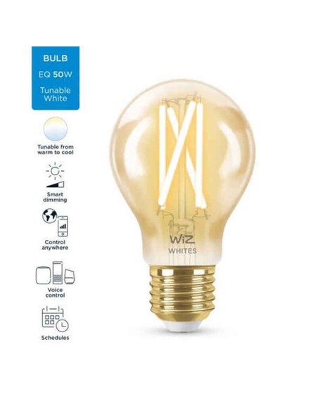 WiZ A60 Amber Bulb E27 Tunable White - Bombilla Inteligente Regulable | Kiwiku