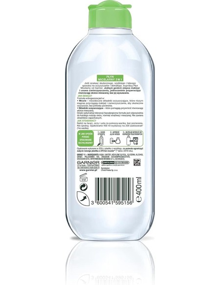 GARNIER Skin Naturals Fluido Micelar 3 En 1 Piel Normal Y Mixta 400 Ml - Limpieza Y Desmaquillado
